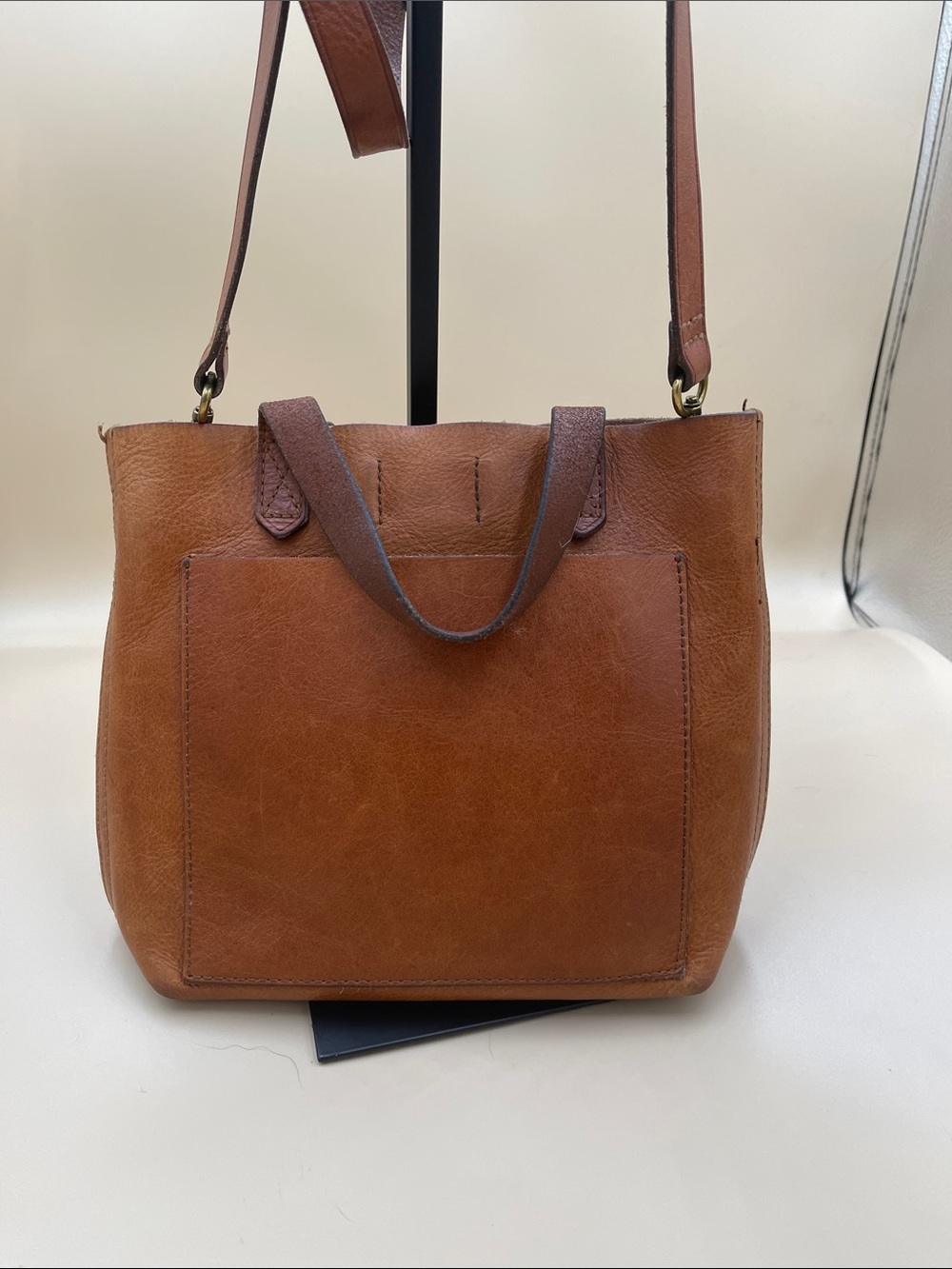 Madewell Classic Mini Leather Tote Bag Crossbody in Brown Minimalist
